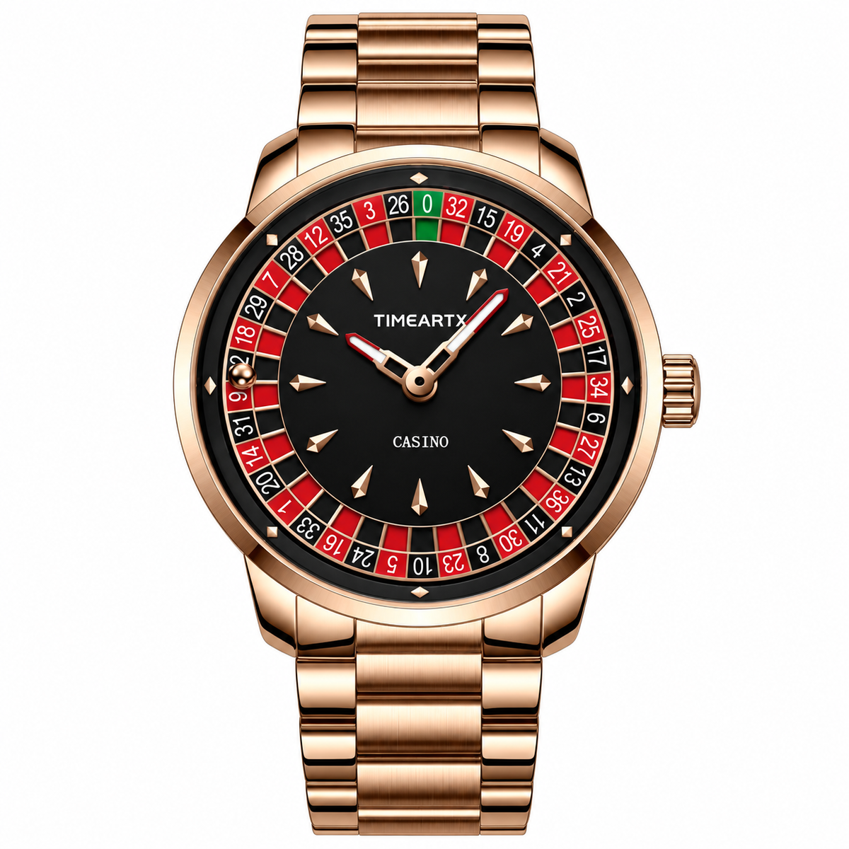 TimeART Model X Casino – złota koperta, stalowa bransoleta