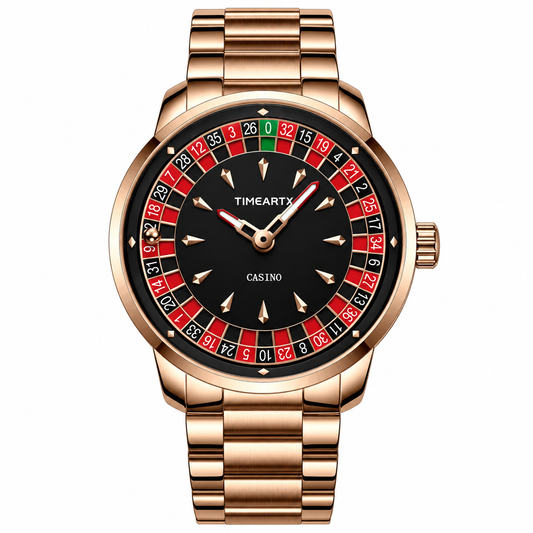 TimeART Model X Casino – złota koperta, stalowa bransoleta
