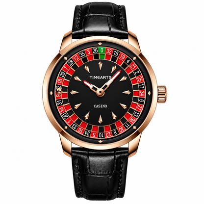 TimeART Model X Casino – złota koperta, skórzany pasek