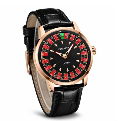 TimeART Model X Casino – złota koperta, skórzany pasek