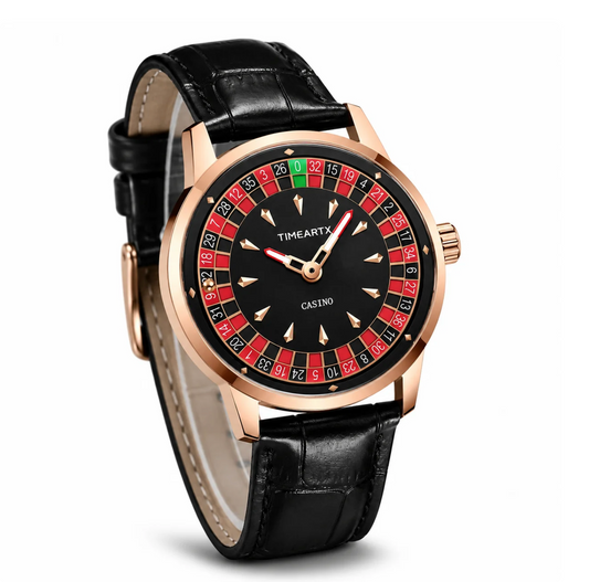 TimeART Model X Casino – złota koperta, skórzany pasek