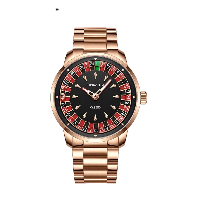 TimeART Model X Casino – złota koperta, stalowa bransoleta