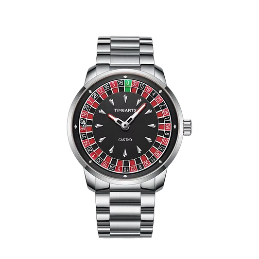 TimeART Model X Casino – srebrna koperta, stalowa bransoleta