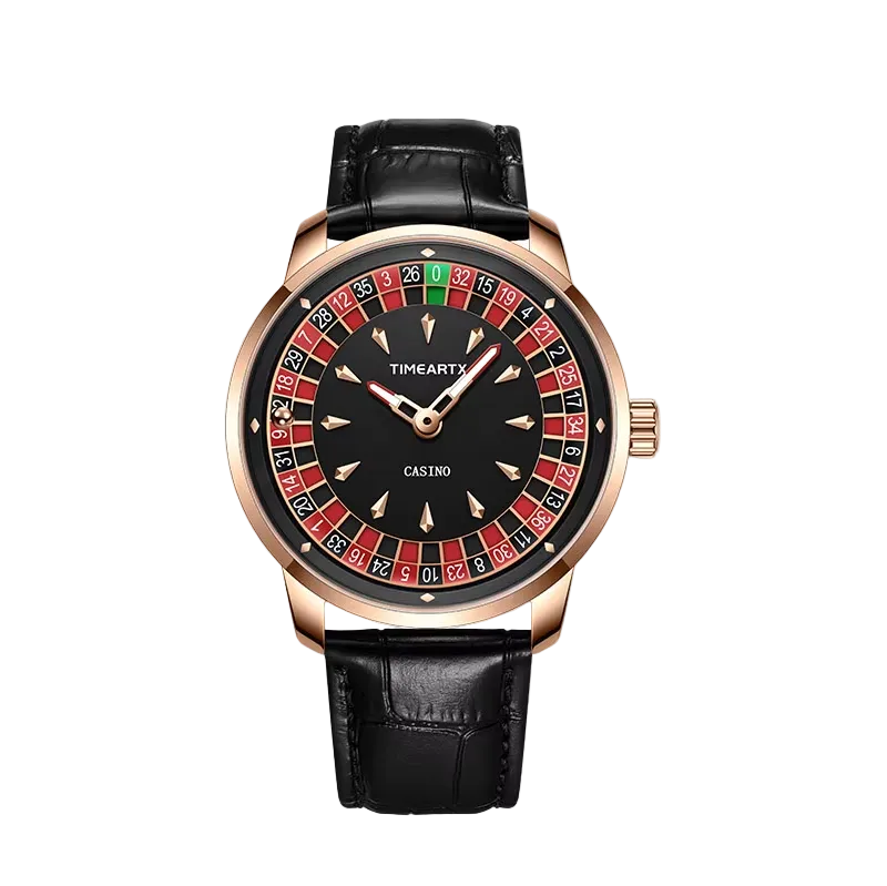 TimeART Model X Casino – złota koperta, skórzany pasek