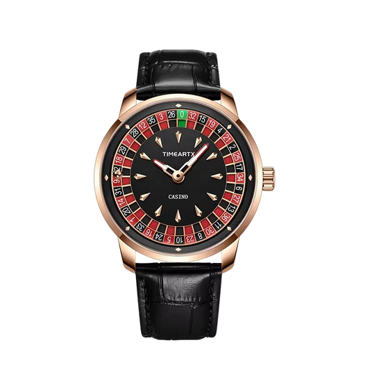 TimeART Model X Casino – złota koperta, skórzany pasek